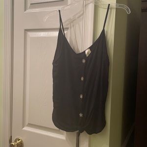 Black crinkle tank top